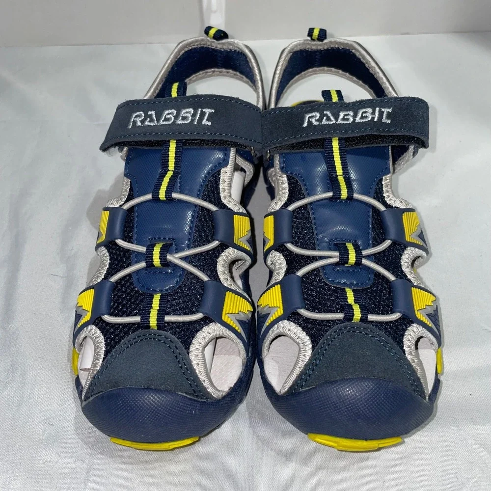 Rabbit‎ Boys Navy Blue Yellow Athletic Closed Toe Outdoor Sandals Size 36